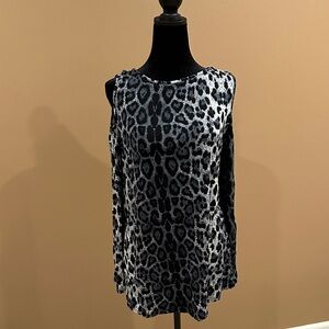 Cold shoulder Leopard Print Long Sleeve Top